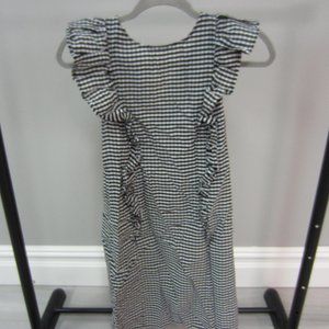 H&M GINGHAM DRESS WITH RUFFLED SHOULDER